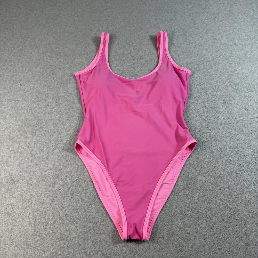 93 Play Street Swimsuit Womens XL Pink One Piece Scoop Neck High Leg Swim Beach